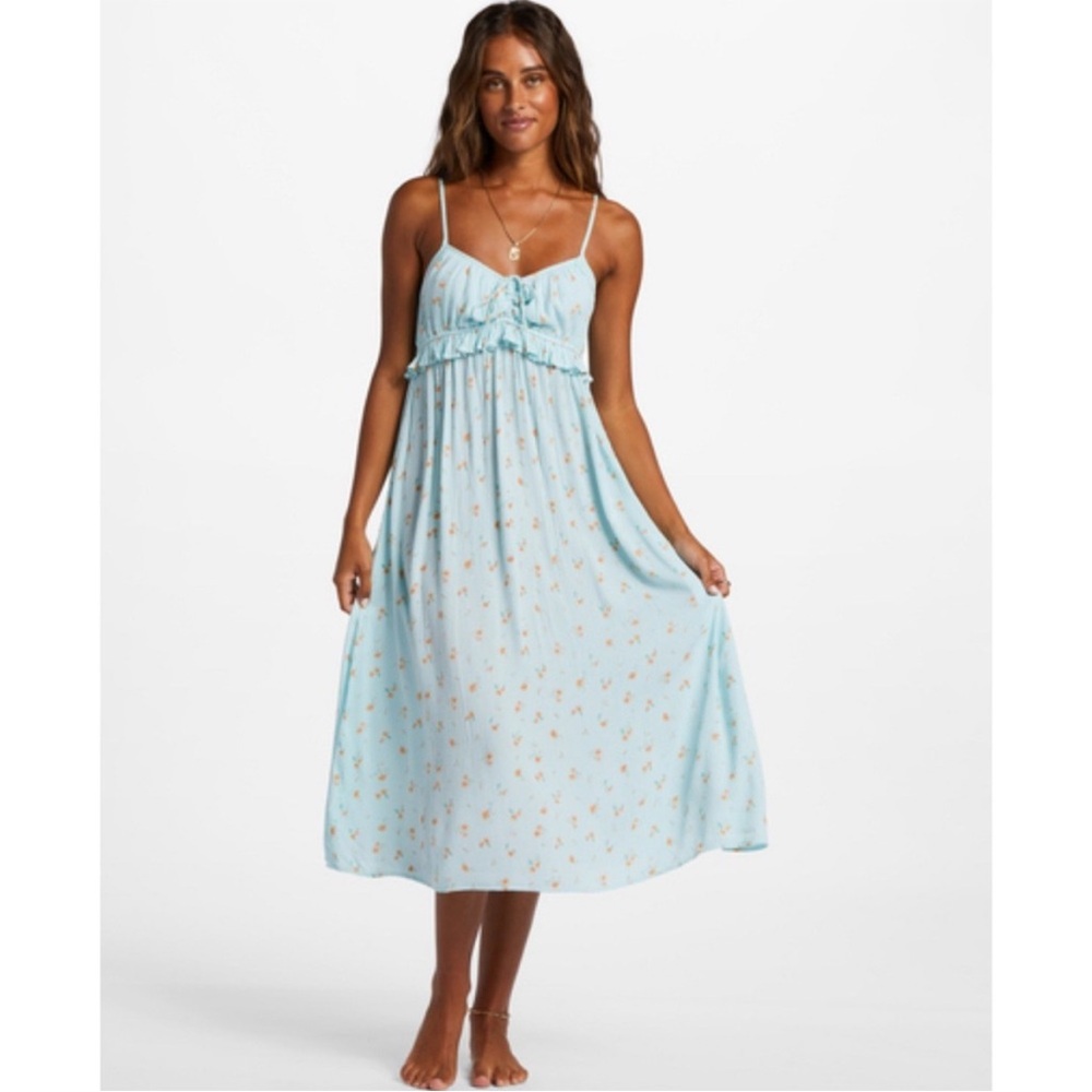 Billabong Light Blue Floral Midi Sundress